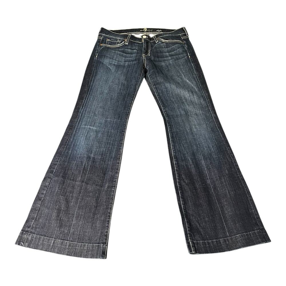 7 For All Mankind Dojo Dark Wash Jeans Womens 29 Y2K Low Rise Made In USA Grunge